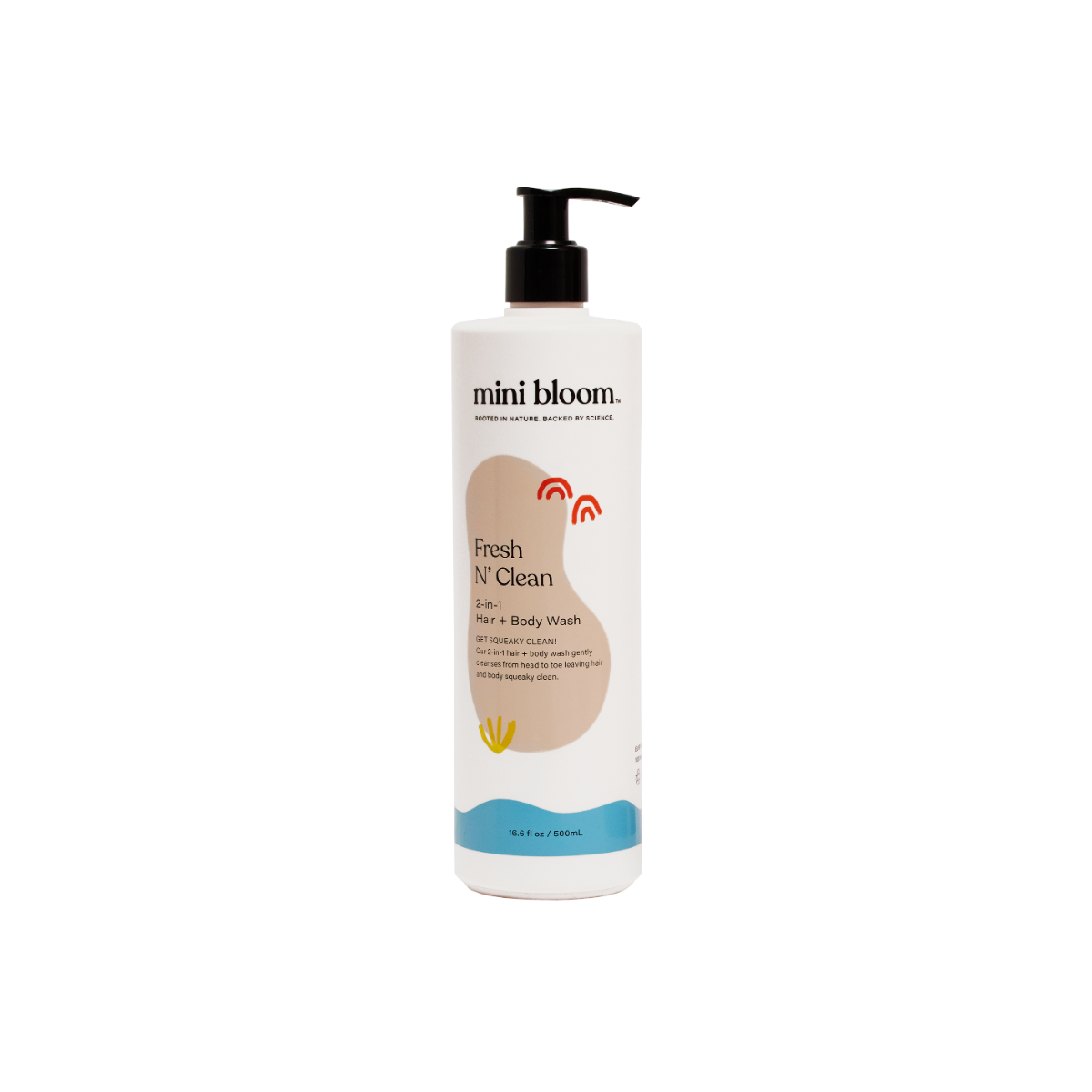 Mini Bloom's Fresh N' Clean 2-in-1 hair and body wash promises a gentle, squeaky clean.
