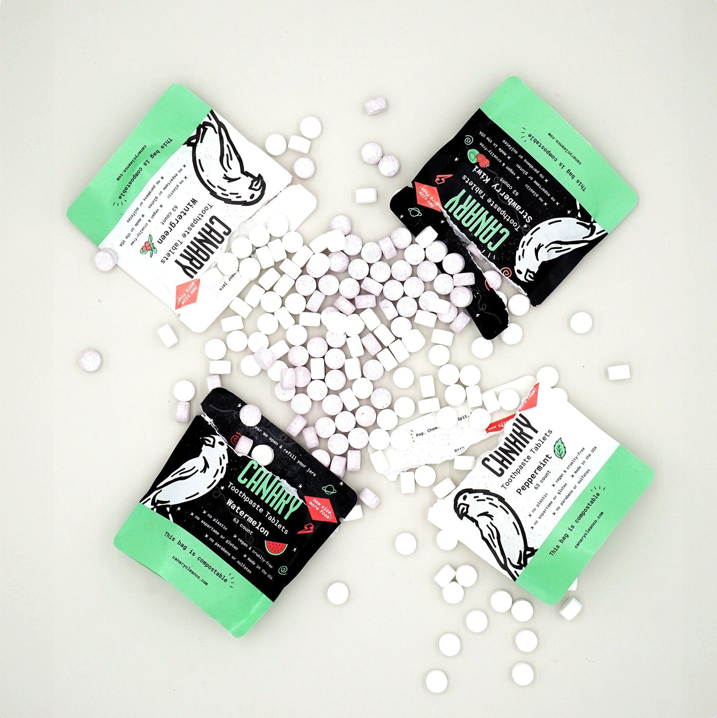 Canary Toothpaste Tablets – 4 Pack Sampler