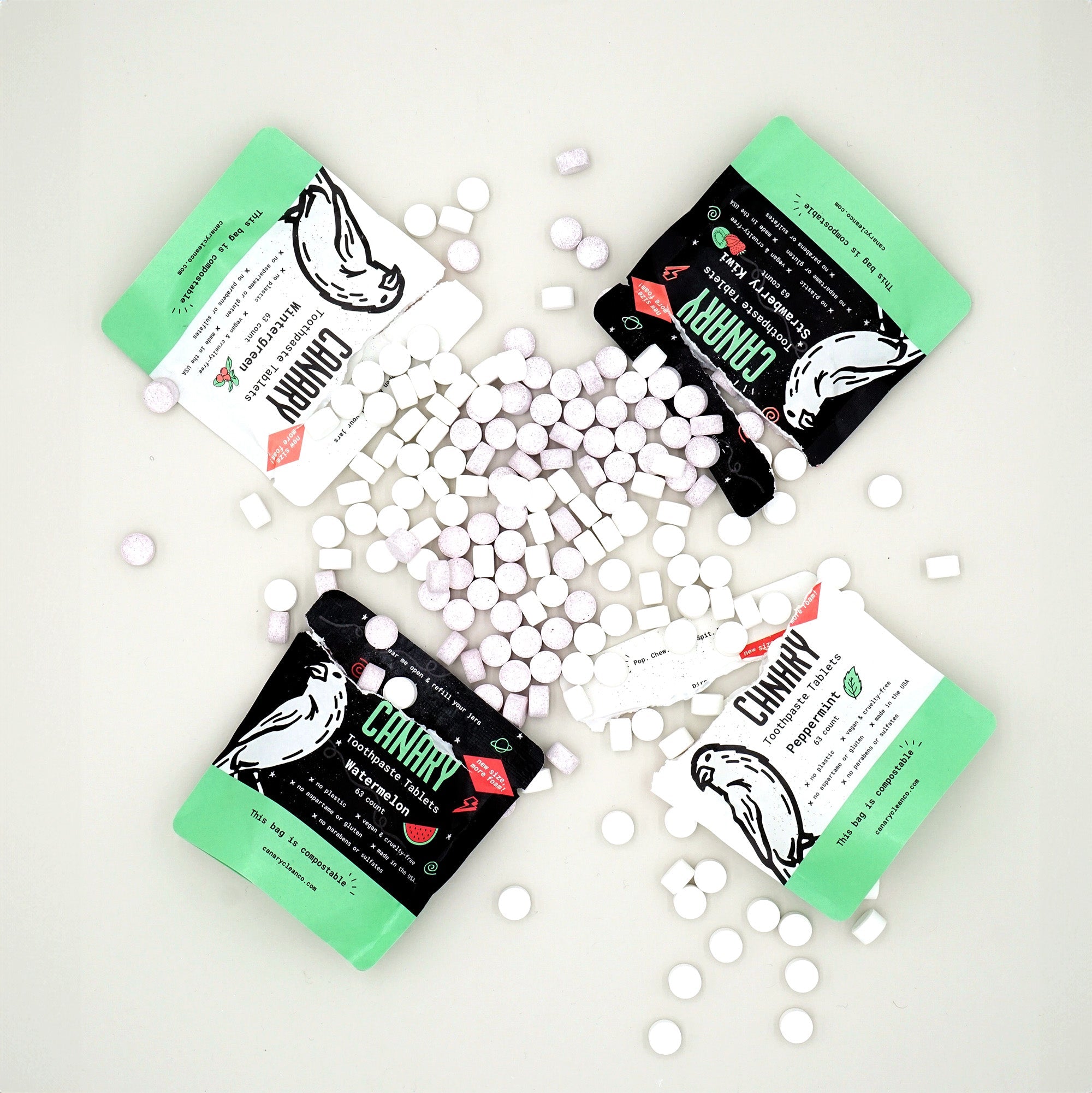 Canary Toothpaste Tablets – 4 Pack Sampler