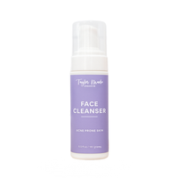 Taylor Made Organics markets its lavender face cleanser for acne-prone skin in a pump bottle.
