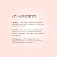 Discover the key skincare ingredients like tea tree, lavender, and calendula that fight acne, soothe irritation, and promote a clear complexion.
