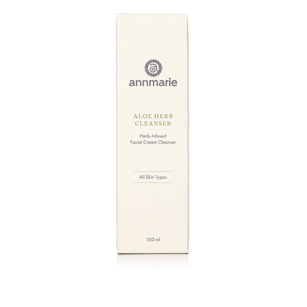 Annmarie's Aloe Herb Cleanser in a white box promises a herb-infused facial cream cleansing for all skin types.
