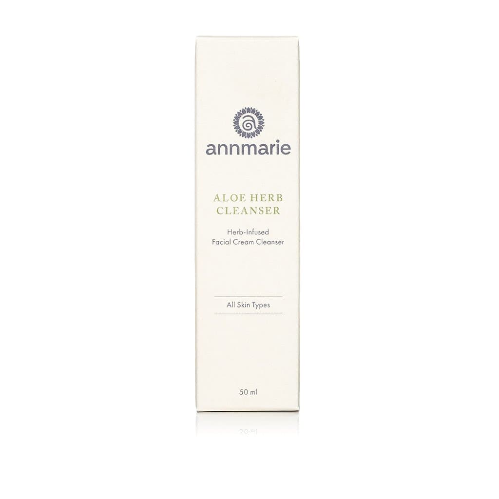 Annmarie's Aloe Herb Cleanser, a herb-infused facial cream cleanser for all skin types, sits in its 50 ml container.
