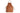 A light brown leather apron with pockets and adjustable neck strap lies flat against a white background.
