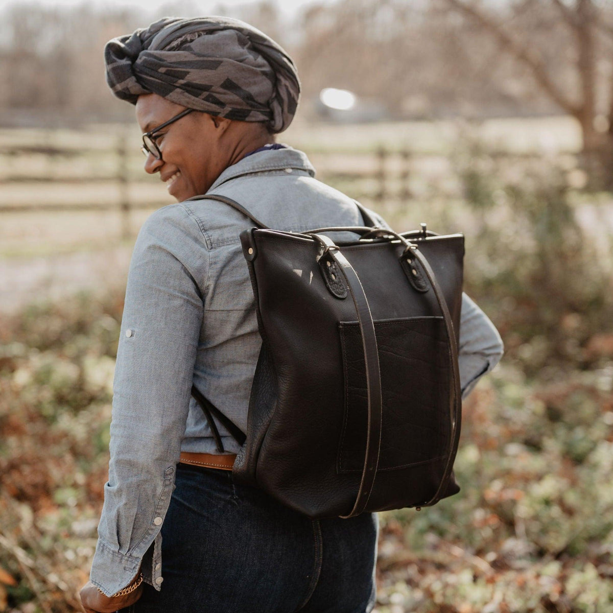 Leather Crossroads Backpack Tote