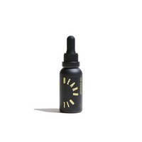 A sleek, black bottle showcases URB Apothecary beard oil with a dropper, promising grooming and care.

