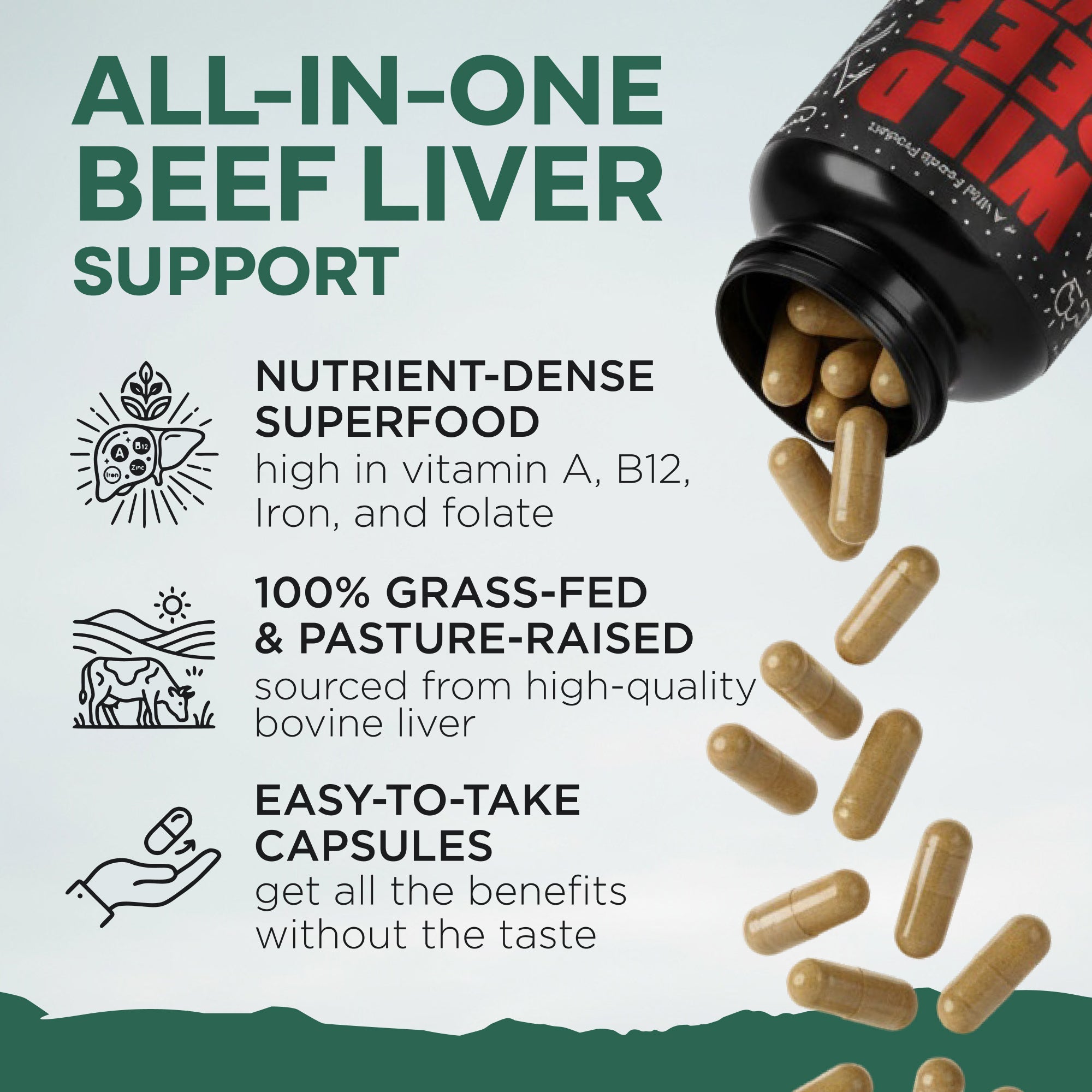 Grass-Fed Beef Liver Capsules – Vitality & Immune Boost