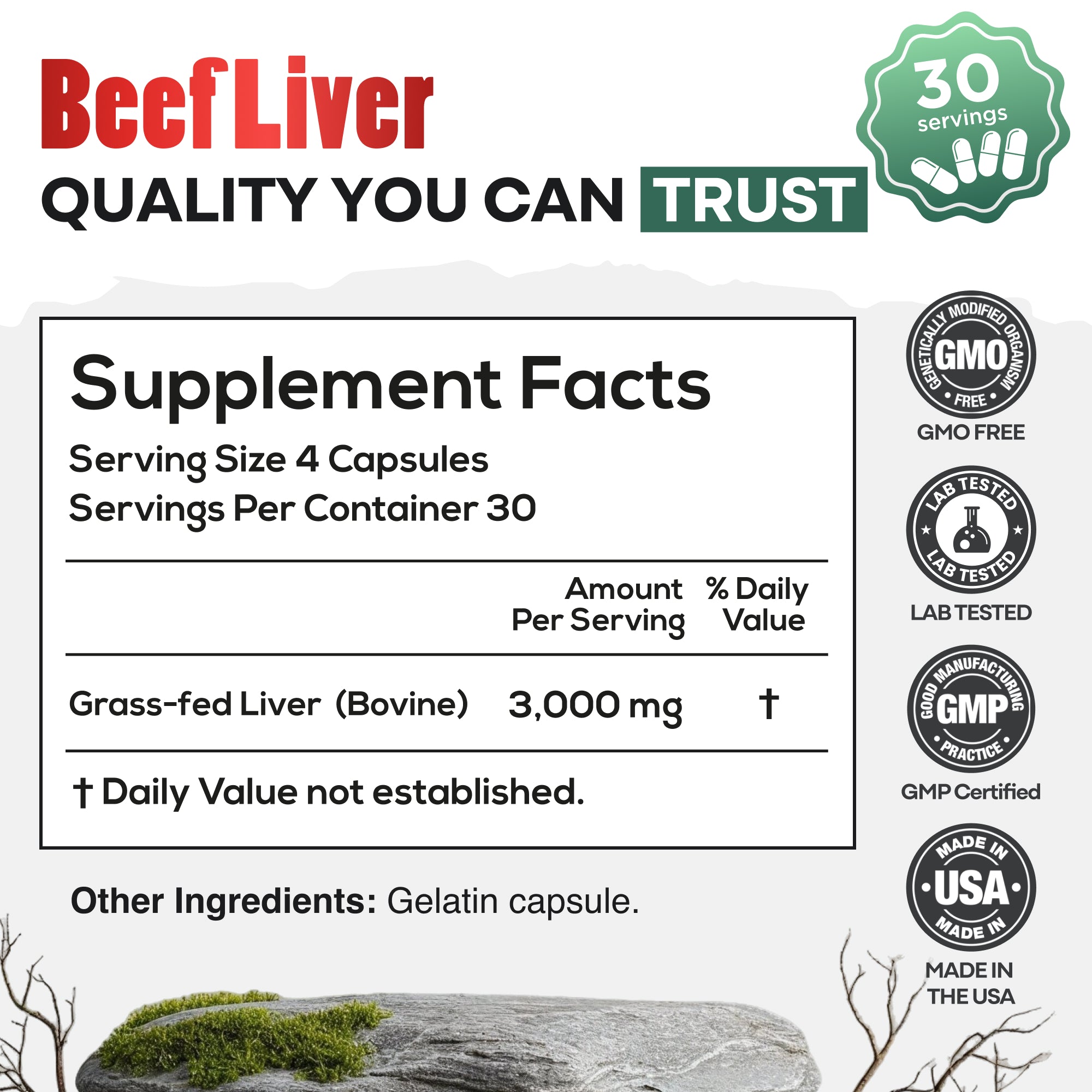 Grass-Fed Beef Liver Capsules – Vitality & Immune Boost
