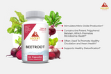 Ascent Nutrition promotes their Beetroot dietary supplement for joint and mobility support alongside fresh beets.