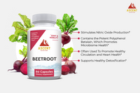 Ascent Nutrition promotes their Beetroot dietary supplement for joint and mobility support alongside fresh beets.