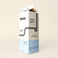 A carton of Bloop unscented, care-free laundry soap advertises 32 washes per carton.