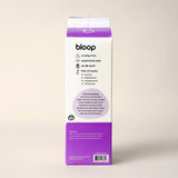 Bloop laundry detergent carton details its cruelty-free, watershed-safe, and toxin-free ingredients.
