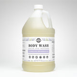 Rustic Strength sells its lavender and tea tree body wash, a luxurious and sensitive skin-approved cleanser, in a large, one-gallon container.