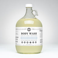 Rustic Strength sells a gallon jug of unscented, hypoallergenic body wash, ideal for sensitive skin.
