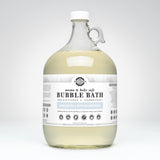 Rustic Strength markets its mama and baby safe, unscented, hypoallergenic bubble bath made with vitamin B and cucumber extract in a one-gallon glass jug.