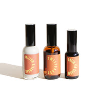 Three bottles showcase UBB Apothecary's Willow Cleanser, Sweetgrass, and Green Tea Serum skincare products.
