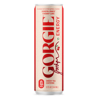 A chilled can of Jordyn Jones' Gorgie Cherry Lime energy drink features zero sugar and green tea caffeine.
