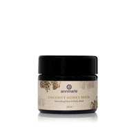 Annmarie Coconut Honey Mask nourishes face and body, showcased in a 50ml jar with honeycomb design.
