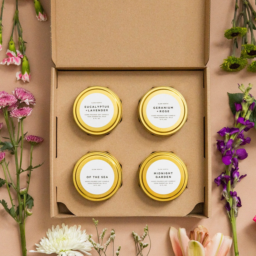 Floral Collection Soy Wax Candles - 4 Pack