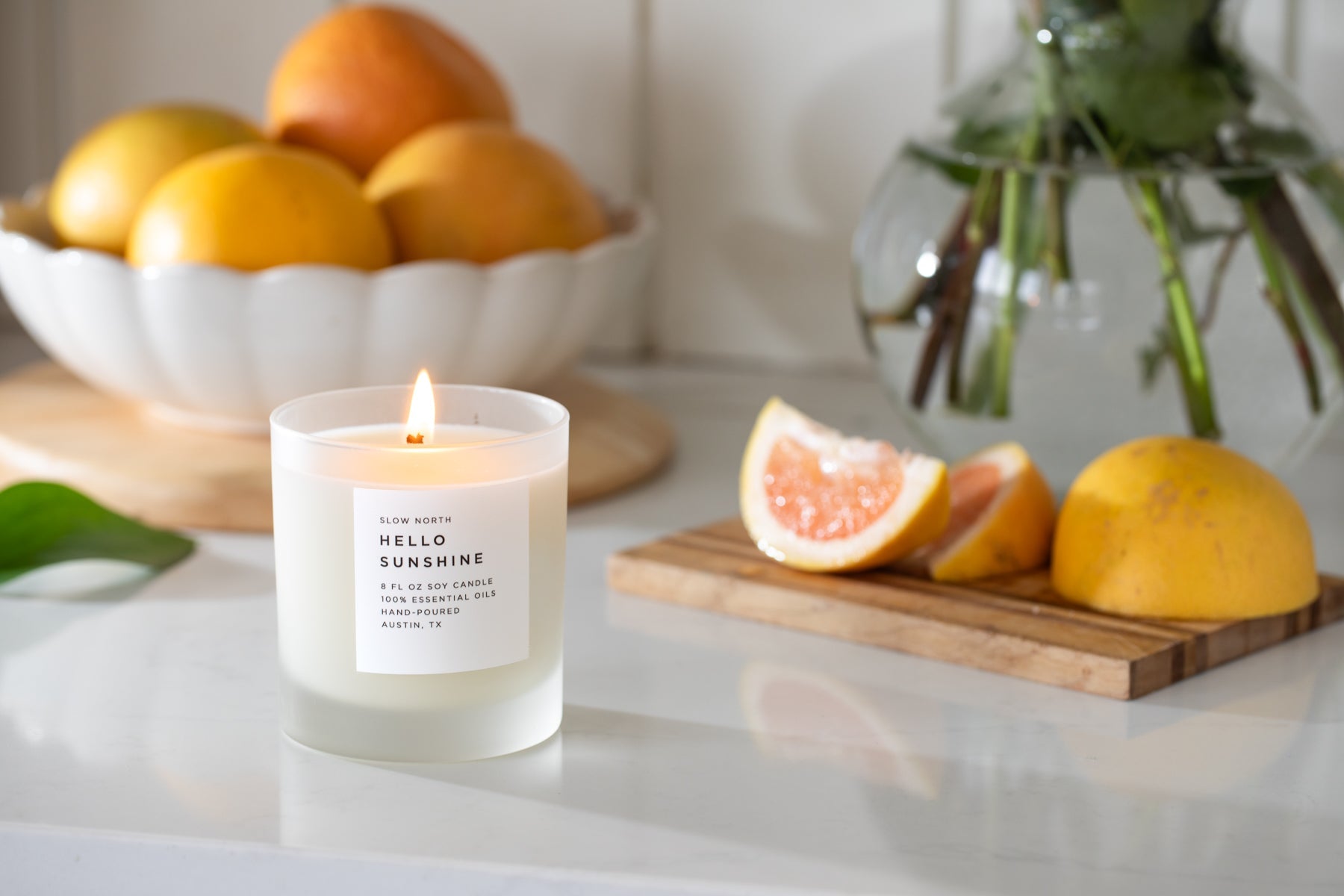 Hello Sunshine - Signature Soy Wax Candle (Grapefruit + Geranium + Lime)