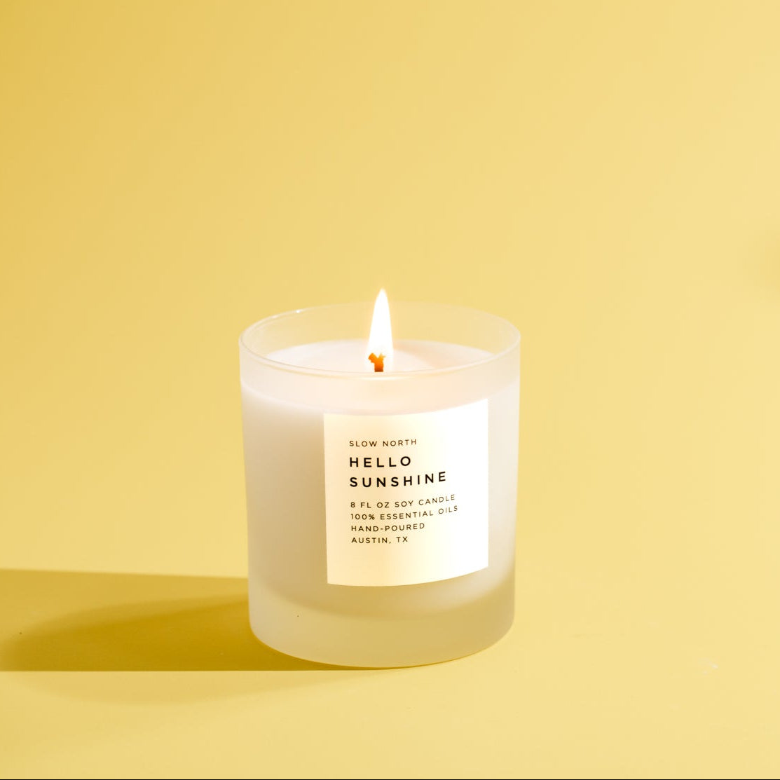 Hello Sunshine - Signature Soy Wax Candle (Grapefruit + Geranium + Lime)