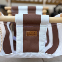 Outdoor High Back Baby & Toddler Swing-Wide Brown & White Stripe