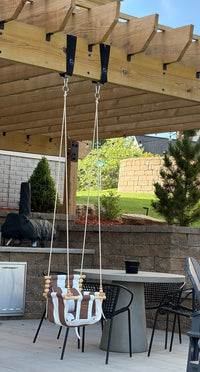 Outdoor High Back Baby & Toddler Swing-Wide Brown & White Stripe