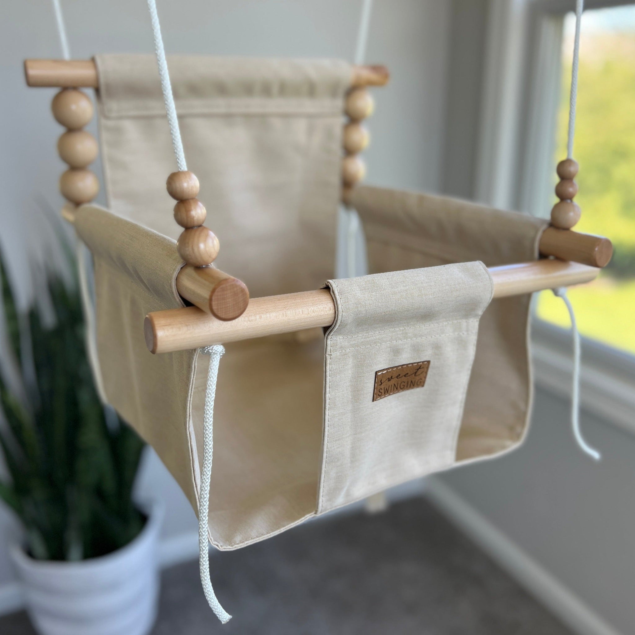 Premium Outdoor High Back Swing – Wheat