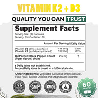 Vitamin K2 (MK-7) & Vitamin D3 (5000 IU) & Black Pepper Extract