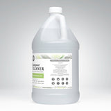 Showcases a gallon jug of non-toxic, plant and mineral-based all-purpose cleaner with cypress essential oils.