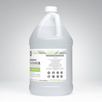Showcases a gallon jug of non-toxic, plant and mineral-based all-purpose cleaner with cypress essential oils.