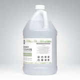 A gallon jug displays toxin-free, multi-purpose cleaner made with tea tree essential oils and plant-based ingredients.
