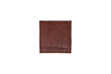 Close-up shows a stitched brown leather wallet with the "Urban Southern" logo embossed on its lower half.
