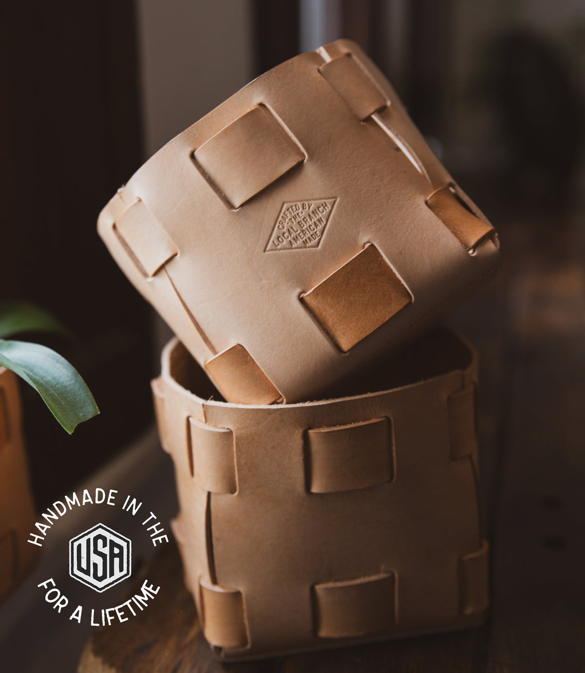Leather Tabletop Planter