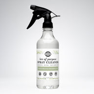 Shows a bottle of Rustic Strength lots of purpose spray cleaner with rosemary mint and tea tree essential oils.

