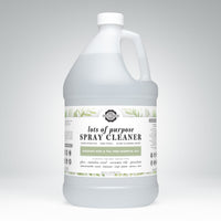 See a gallon jug of Rustic Strength Lots of Purpose Spray Cleaner, a natural and non-toxic cleaning solution with rosemary, mint, and tea tree essential oils.
