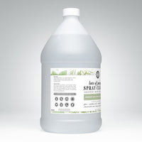 A gallon jug displays Rustic Strength's Lots of Purpose Spray Cleaner, highlighting its rosemary mint and tea tree essence formula.
