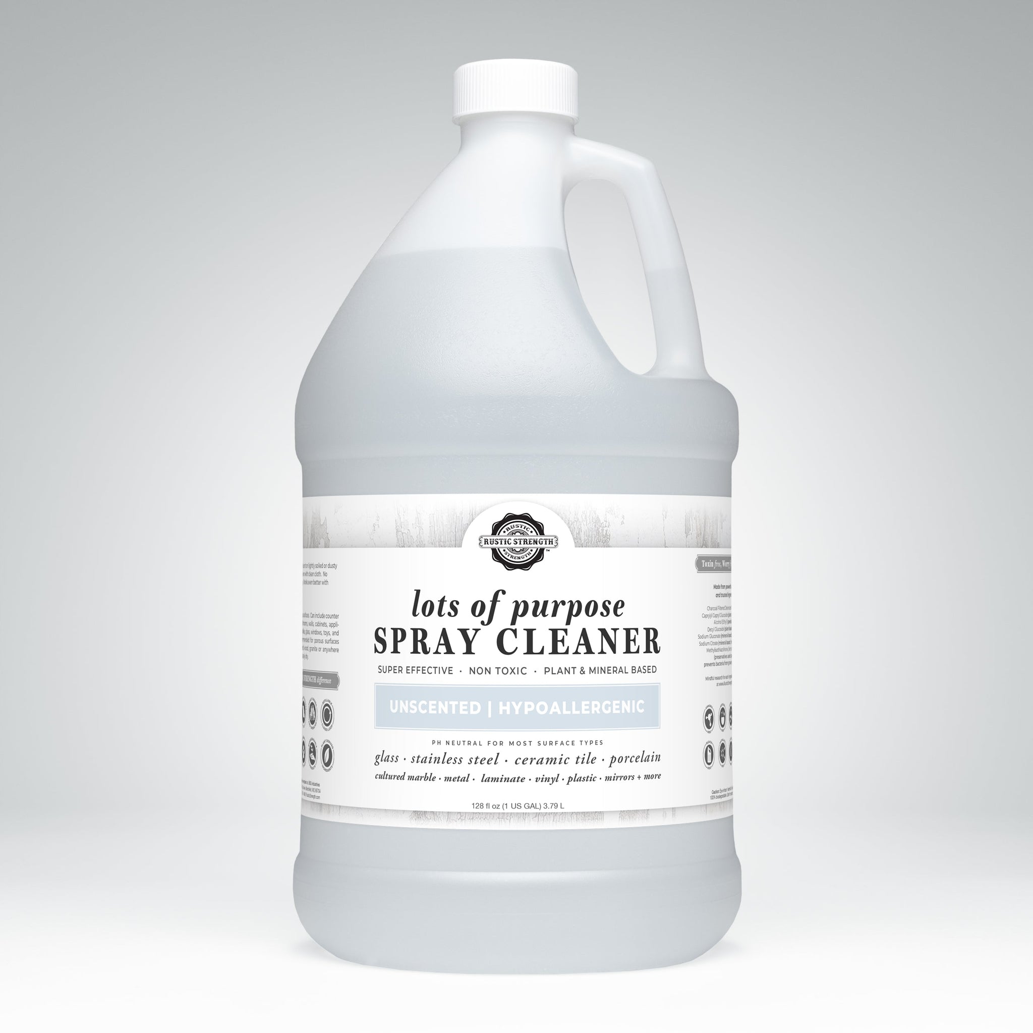 Rustic Strength's unscented, hypoallergenic spray cleaner promises super effective, non-toxic cleaning for glass, stainless steel, and ceramic tile.
