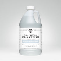 Bottle displays Rustic Strength lots of purpose, unscented, hypoallergenic spray cleaner for various surfaces.
