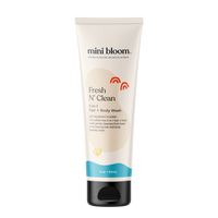 Mini Bloom Fresh N' Clean 2-in-1 hair and body wash promises sulfate-free cleansing for squeaky clean hair and body.
