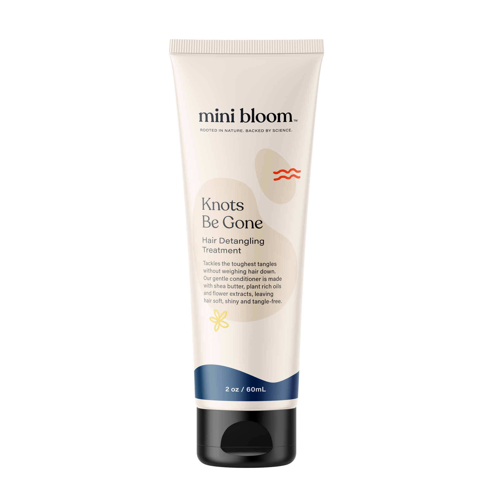 Mini Bloom's "Knots Be Gone" hair detangling treatment softens and smooths tangled hair with shea butter and flower extracts.
