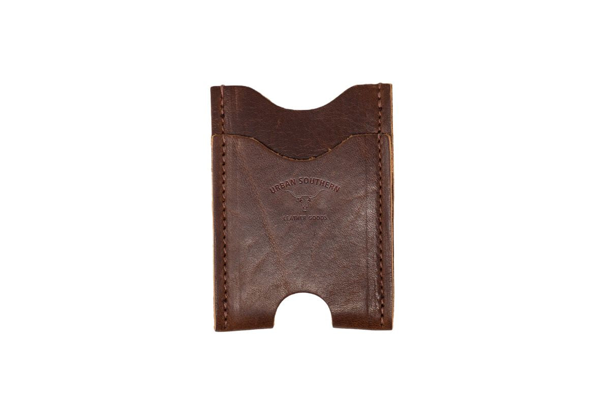 The Urban Southern leather card holder showcases minimalist design and craftsmanship.
