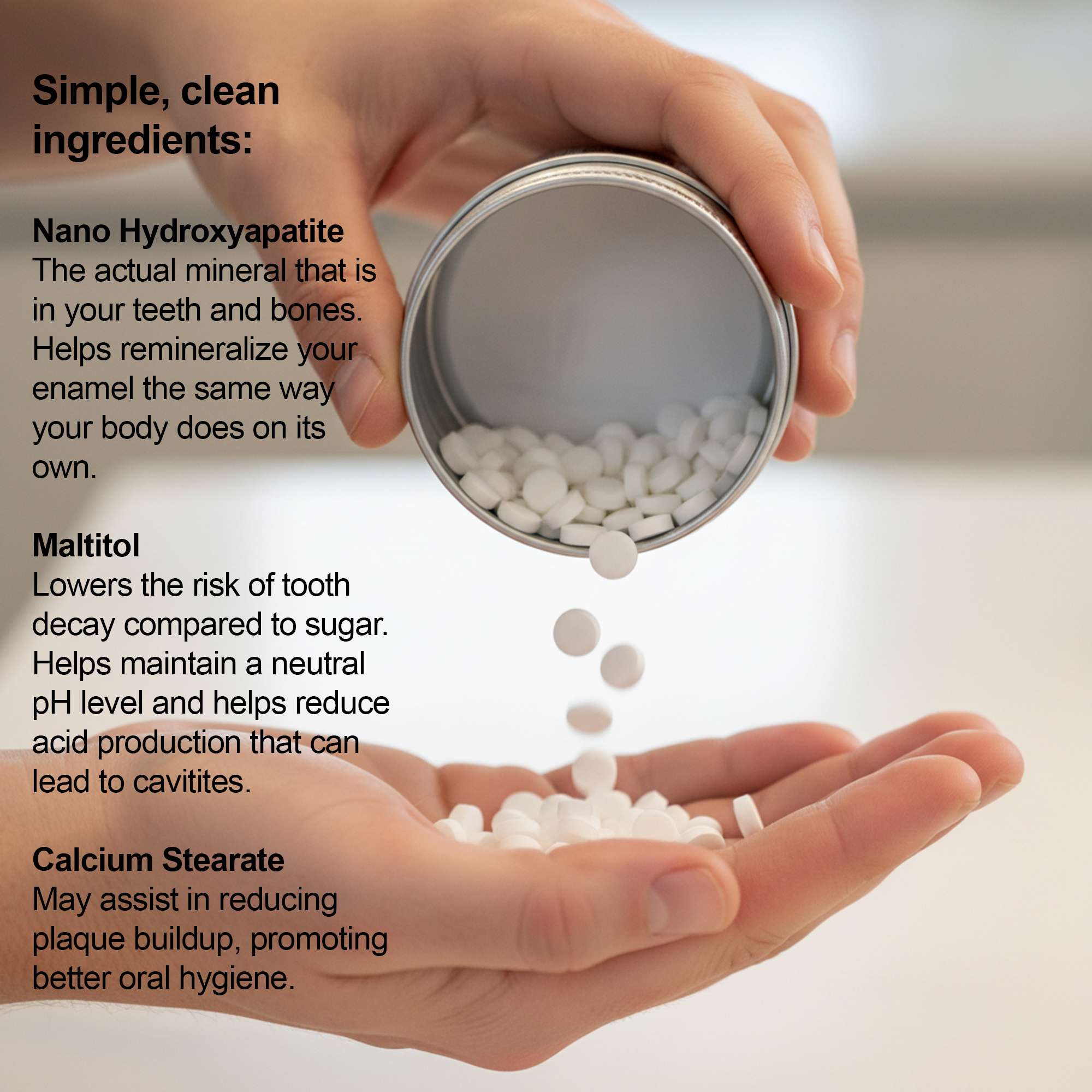 Nano Hydroxyapatite Xylitol-free Peppermint Mint Tin
