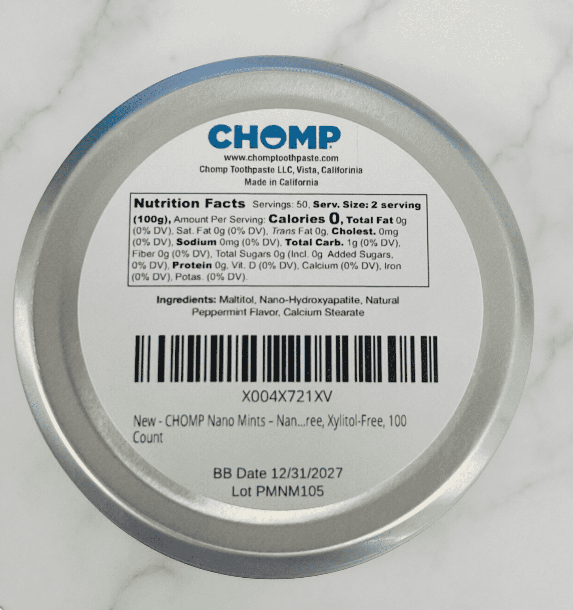 Nano Hydroxyapatite Xylitol-free Peppermint Mint Tin