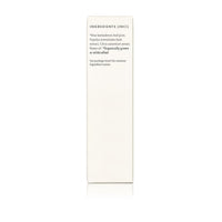 A white product box lists its ingredients, including aloe, poplar bark extract, and citrus flower oil, highlighting organically grown components.

