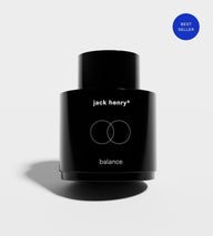 Jack Henry's Balance face oil, a best-selling skincare product, sits against a white background.
