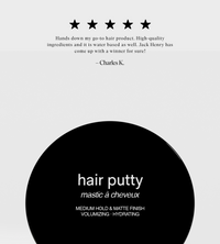 Reviewers give five stars to Jack Henry hair putty, a medium hold, matte finish volumizing and hydrating hair product.
