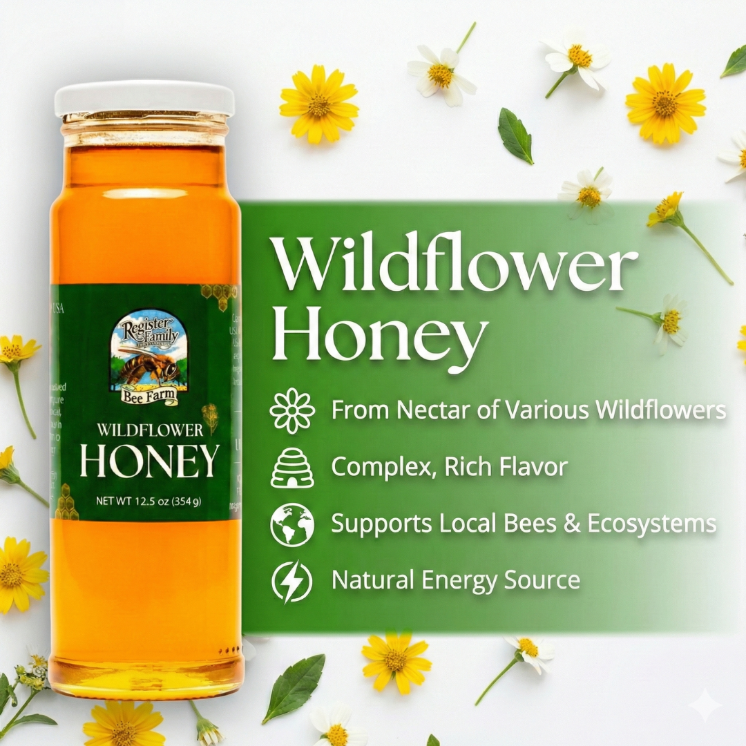 Raw Wildflower Honey Glass Jar