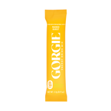 Gorgie Mango Burst energy drink mix advertises zero sugar and green tea caffeine on its yellow packet.