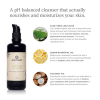 Annmarie's aloe herb cleanser promotes moisturized and nourished skin with natural ingredients like aloe vera, lemon essential oil, and coconut oil.
